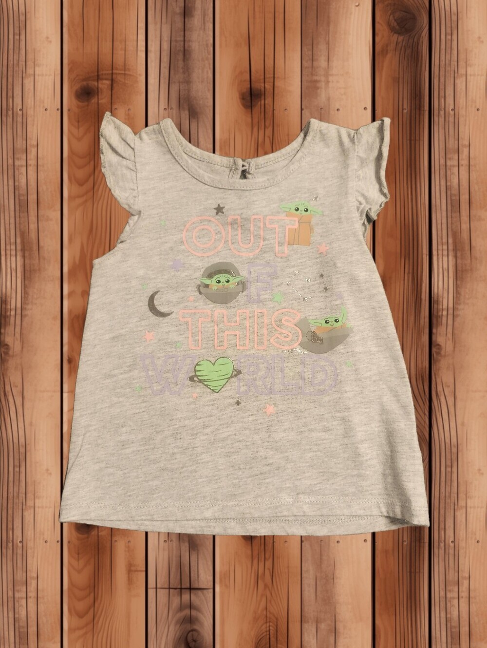 🔥5/$25🔥​✨ Star Wars Grogu Baby Yoda "Out Of This World" Top 18-24M ✨